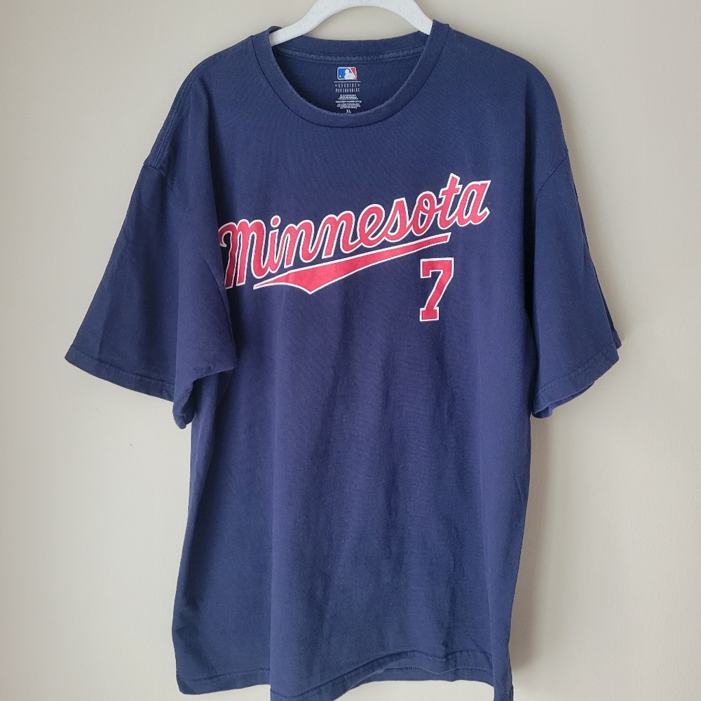 Minnesota Twins MLB Licensed Joe Mauer 7 Graphic T-Shirt Size XL Blue